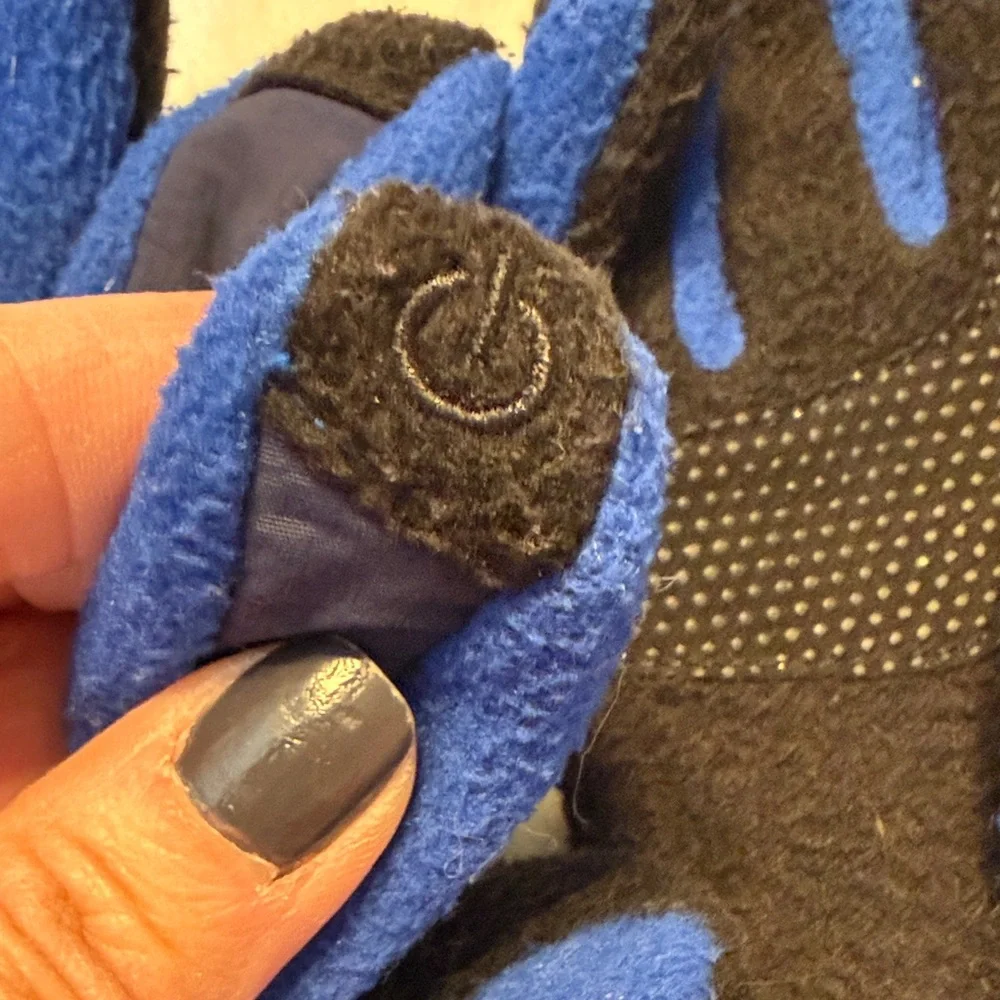 The North Face Blue and Gray Fleece Gloves kids